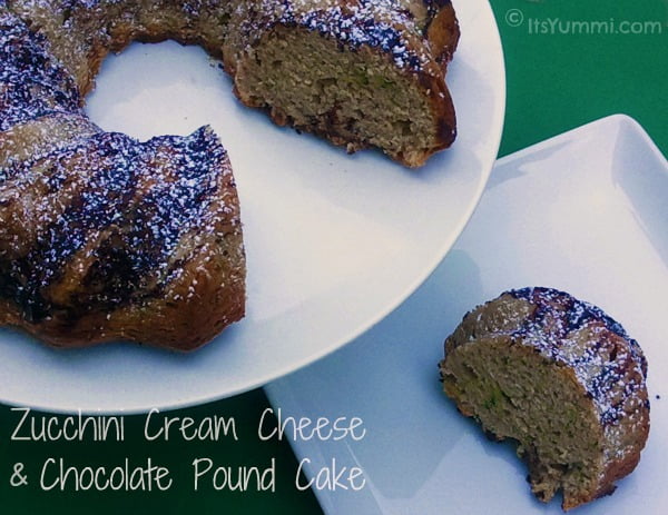 Zucchini Cream Cheese & Chocolate Pound Cake from ItsYummi.com