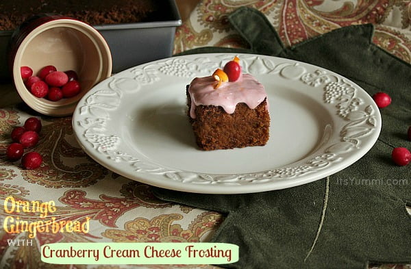 Orange Gingerbread Cake with Cranberry Cream Cheese from ItsYummi.com