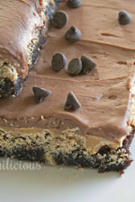 Peanut Butter Brownies with Whipped Milk Chocolate Ganache Frosting from ItsYummi.com #recipe #brownies #dessert