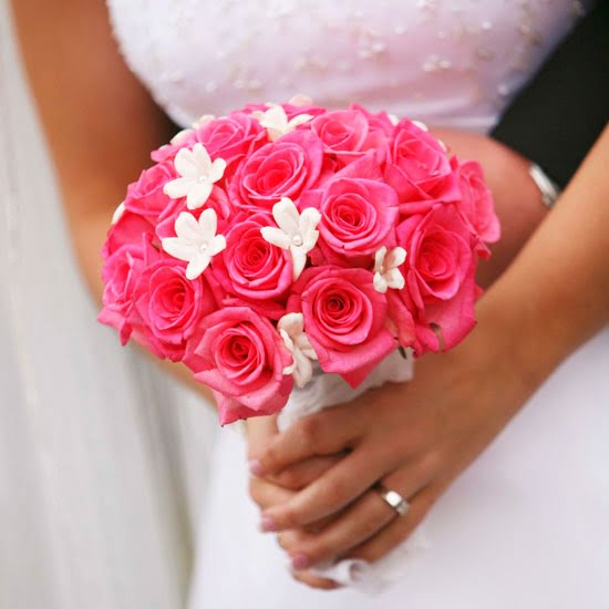 pink roses and white stephanotis from BHG.com pink roses and white stephanotis from BHG.com