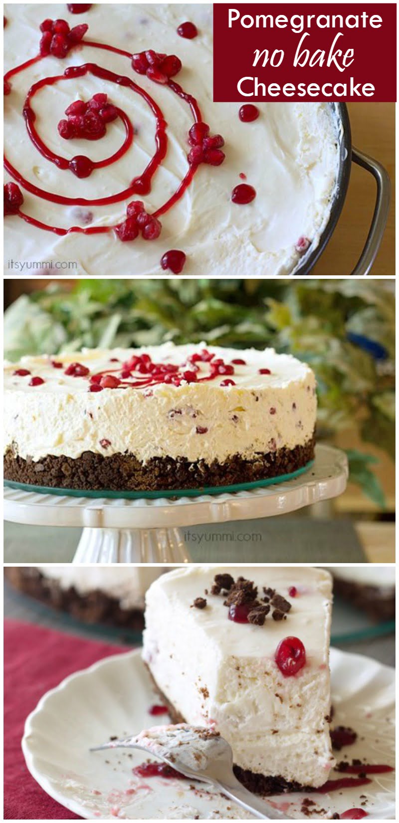 Pomegranate No Bake Whipped Cream Cheesecake