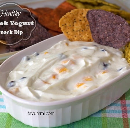 Healthy Greek Yogurt Snack Dip Recipe with Mango & Black Beans from ItsYummi.com #healthysnack #CleanPlateClub