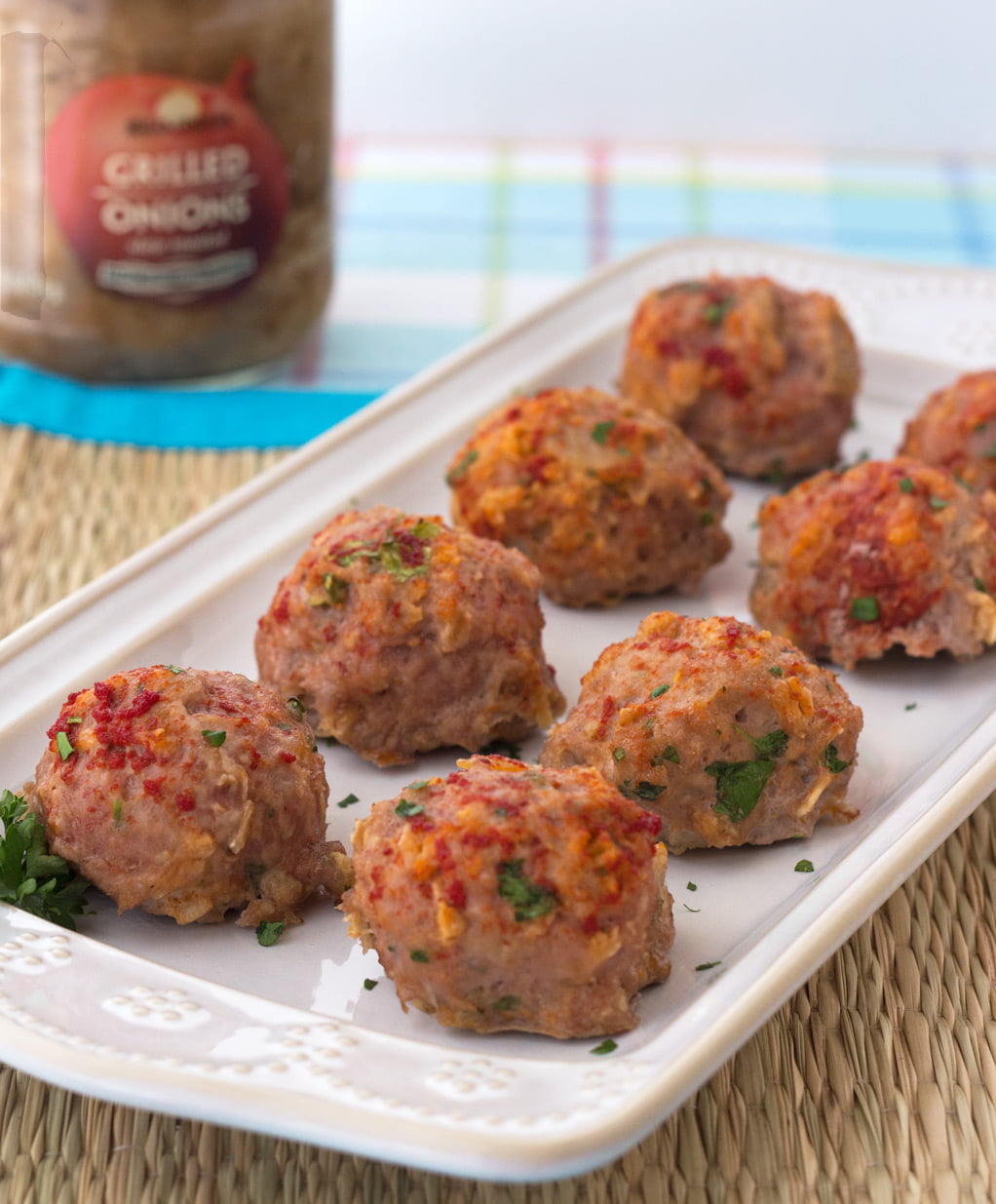 Baked Turkey Meatballs with Grilled Onions from ItsYummi.com #recipe