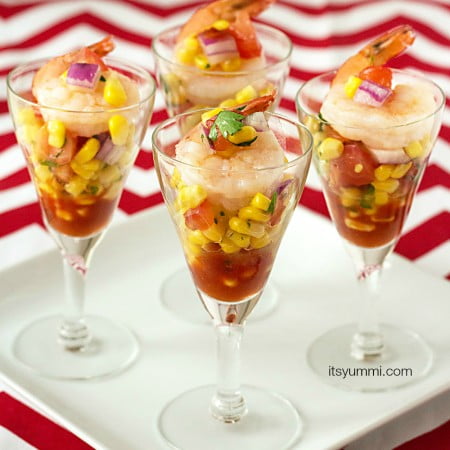 Shrimp and Corn Salsa Shooters from ItsYummi.com #recipe #appetizer