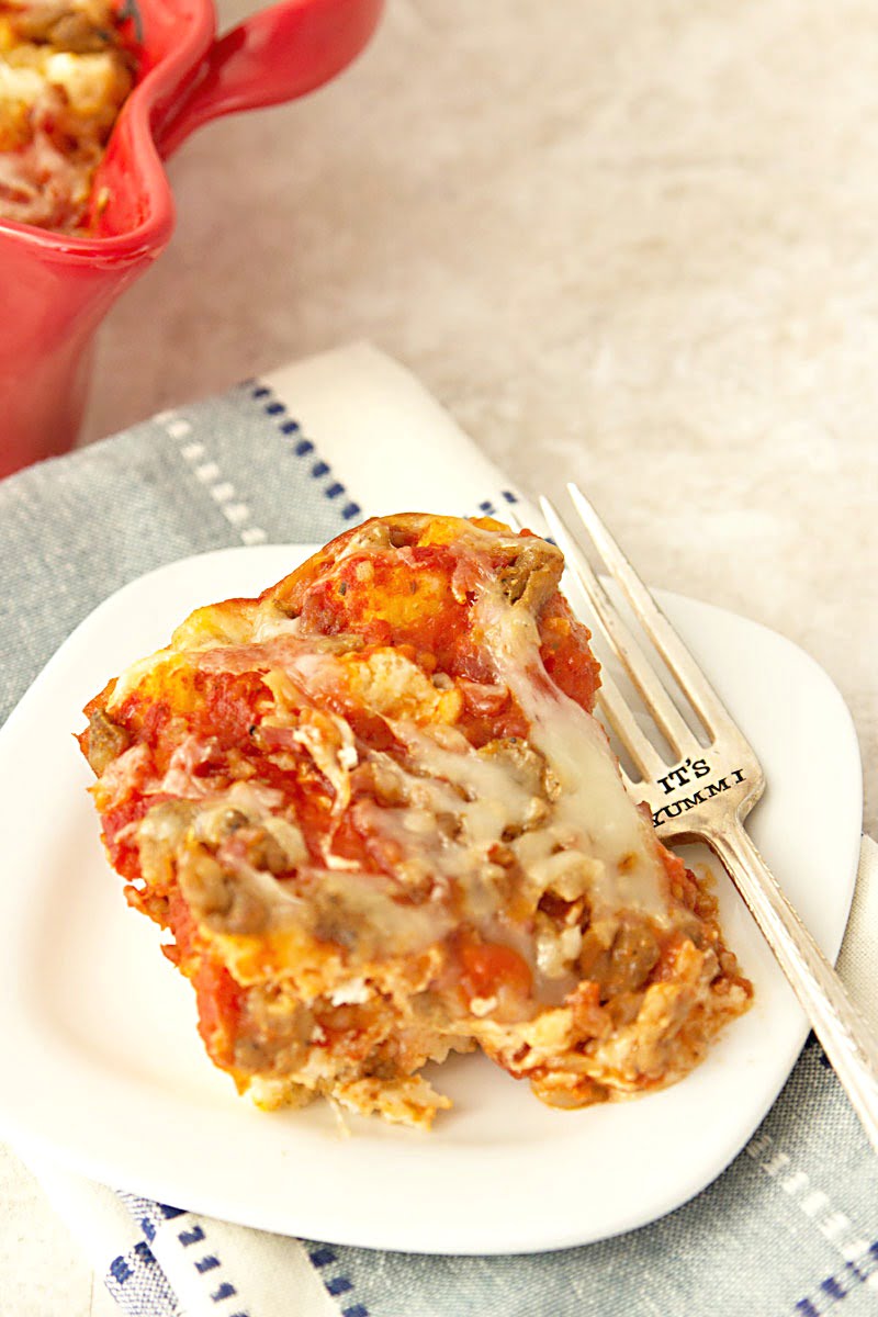 4 Ingredient Cheese and Sausage Pizza Bake Recipe