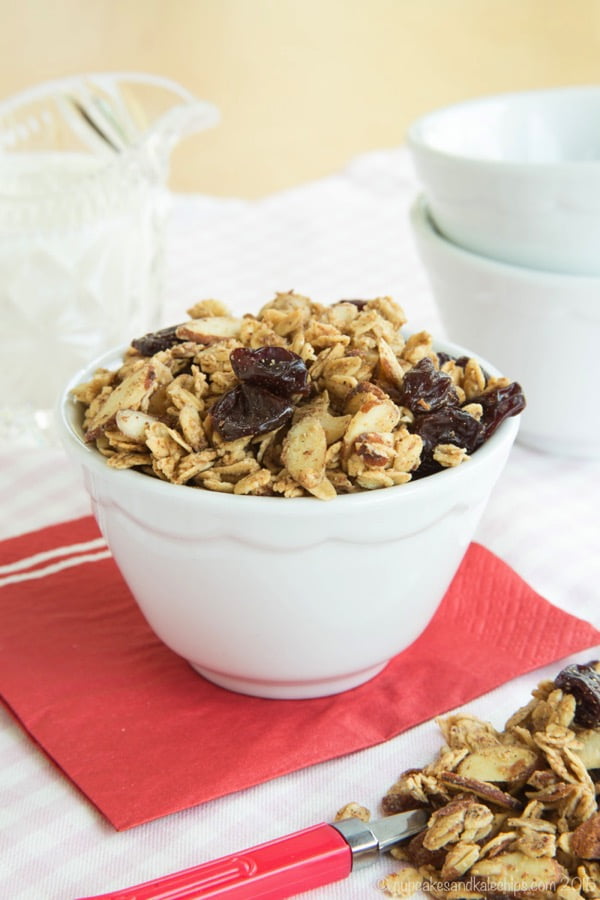 Cherry Vanilla Almond Granola from Cupcakes & Kale Chips - Part of a healthy almond recipe collection on ItsYummi.com