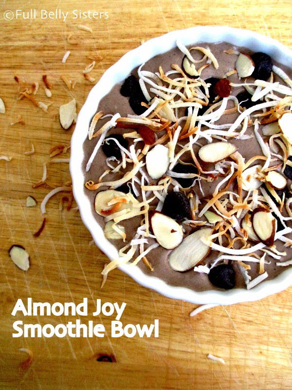 Almond Joy Smoothie Bowl from Full Belly Sisters - Part of a healthy almond recipes collection on ItsYummi.com