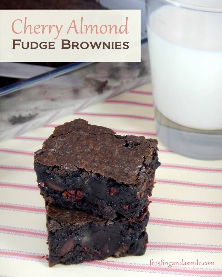 Cherry Almond Fudge Brownies from Frosting and a Smile - Part of a healthy almond recipes collection on ItsYummi.com