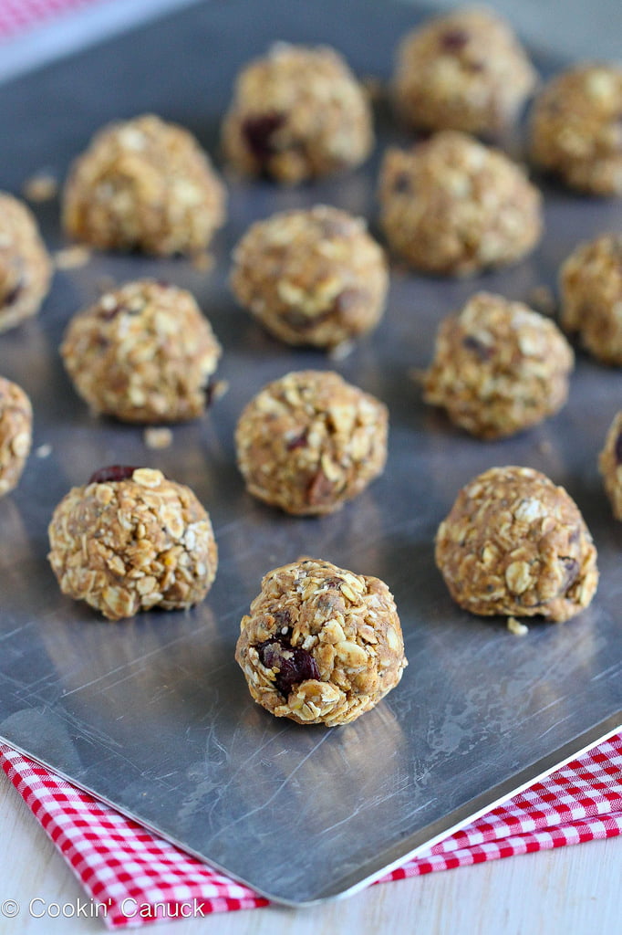 Sugar Free No-Bake Cherry Almond Granola Bites from Cookin' Canuck - Part of a healthy almond recipes collection on ItsYummi.com