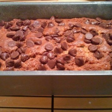Quick and easy peanut butter chocolate chip banana bread recipe