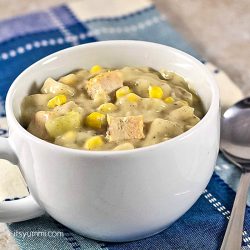 bowl of chicken and corn chowder