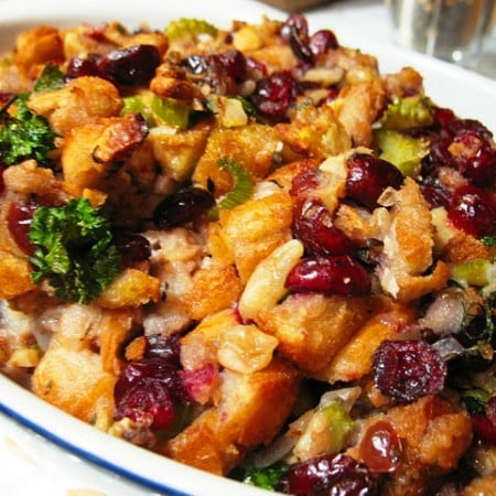 This moist, savory bread dressing is loaded with sausage, crisp vegetables, and cranberries, it may be the best sausage stuffing recipe you've ever had!