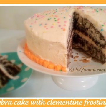 zebra cake with clementine frosting