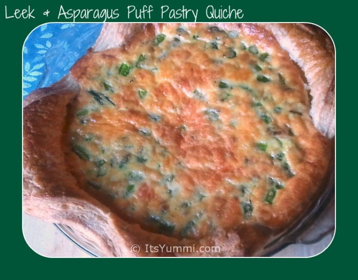 Leek and Asparagus Quiche with a Puff Pastry Crust - Perfect for breakfast, brunch, lunch, or even a meatless dinner option. Get the recipe from ItsYummi.com 