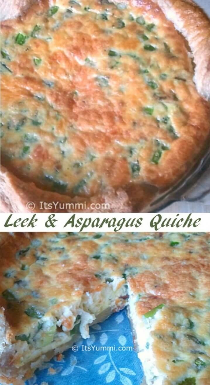 Leek and Asparagus Quiche Recipe. Adapted from a recipe by Joy the Baker - Perfect for breakfast, brunch, lunch, or even as a meatless dinner option. Get the recipe on itsyummi.com