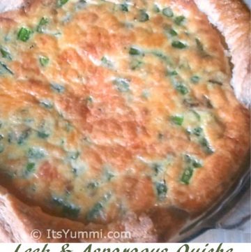 Leek and Asparagus Quiche Recipe. Adapted from a recipe by Joy the Baker - Perfect for breakfast, brunch, lunch, or even as a meatless dinner option. Get the recipe on itsyummi.com