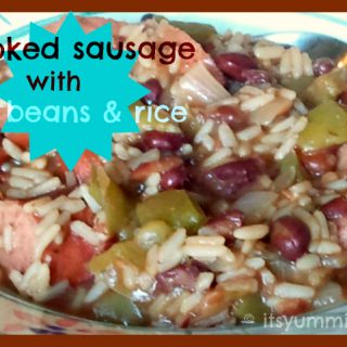 titled image (and shown) smoked sausage with red beans and rice