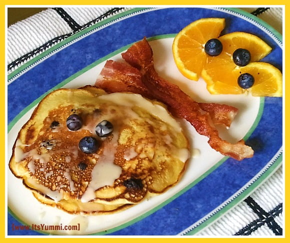 Blueberry, Orange and Almond Pancakes, from ItsYummi.com