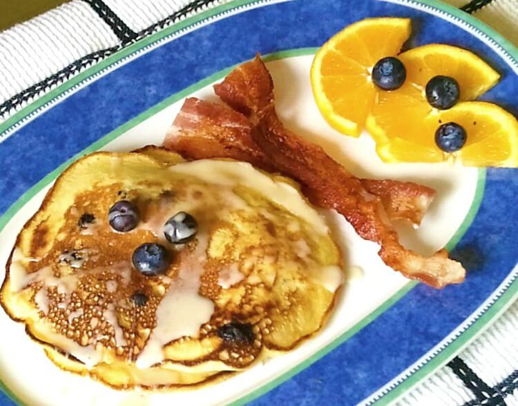 Blueberry-Orange Almond Buttermilk Pancakes with Maple-Orange Glaze