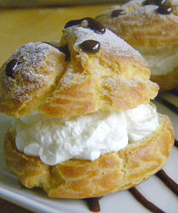 homemade cream puffs filled with whipped cream