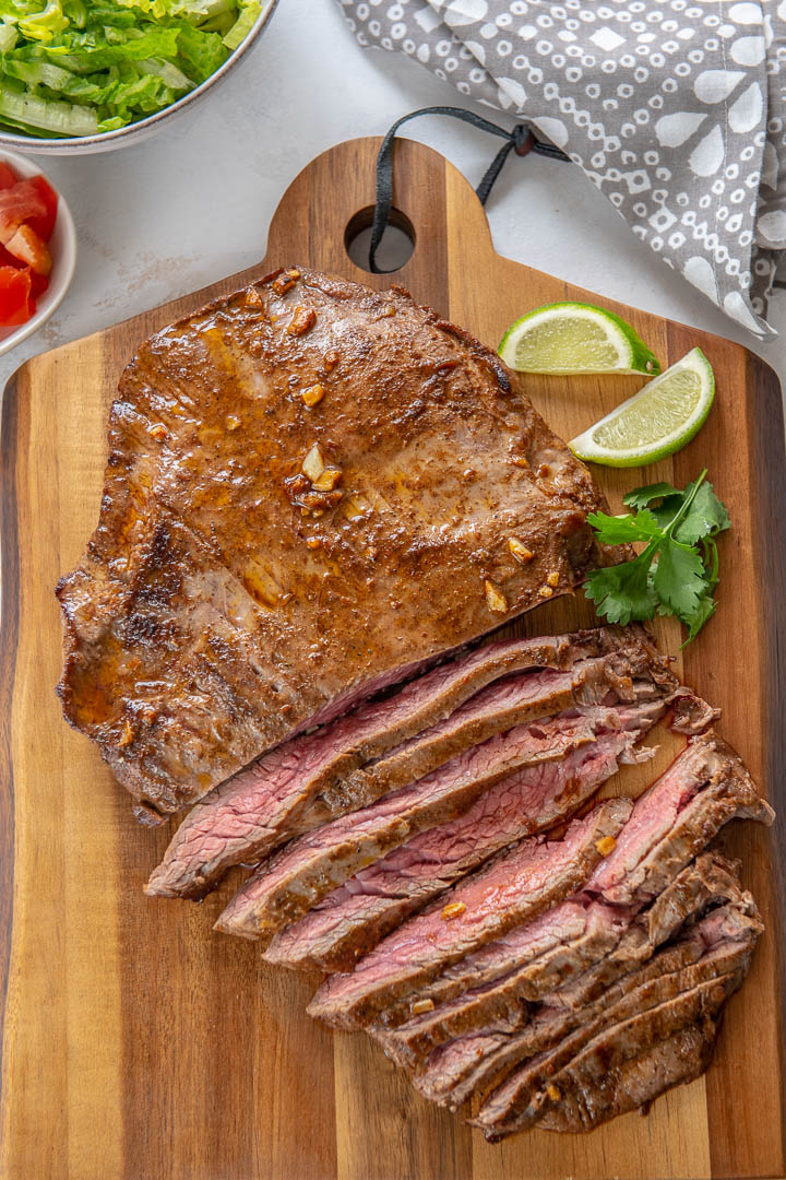 slices of pan seared steak with a quick steak marinade