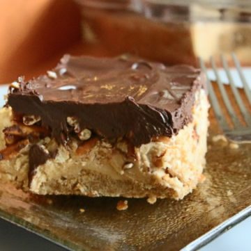 Peanut Butter Pretzel Bars on a plate