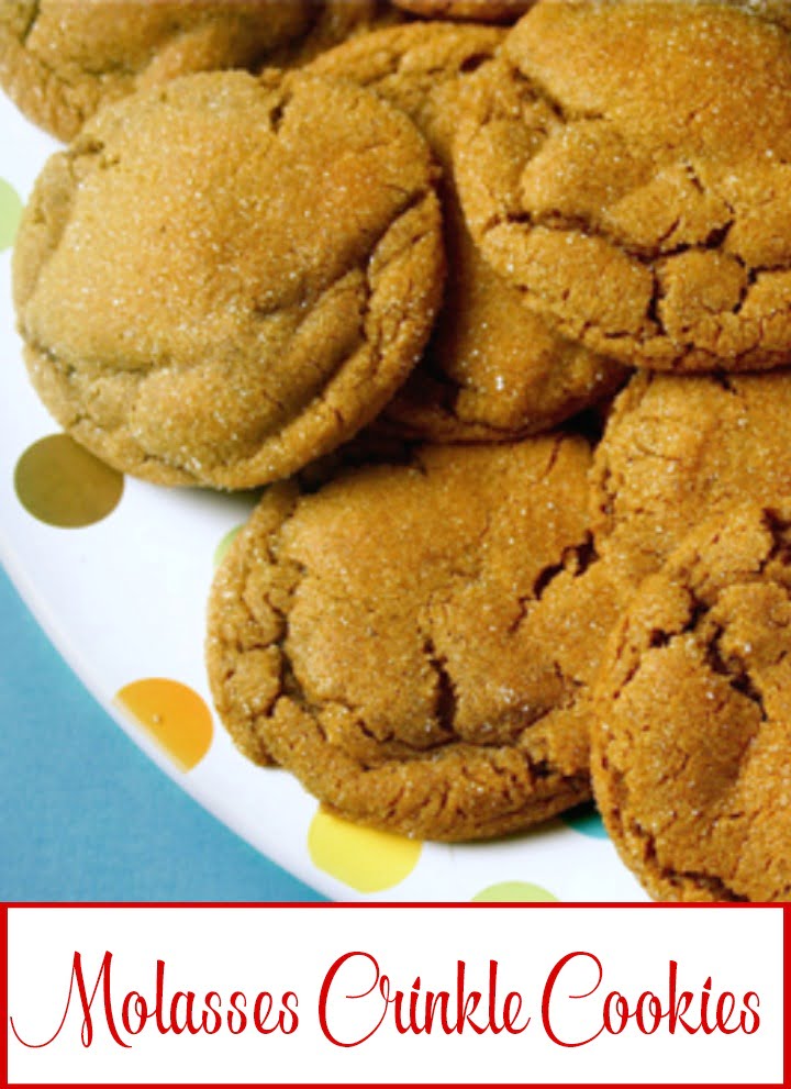 Molasses crinkle cookies are a favorite Christmas cookie recipe. They have the taste of gingerbread, but they're soft and chewy. The sugary top of these crinkle cookies is irresistible! #christmascookies #recipe #crinklecookies