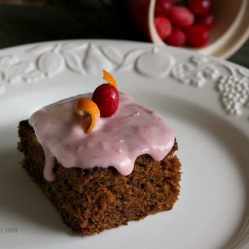 Orange Gingerbread Cake with Cranberry Cream Cheese Frosting from ItsYummi.com