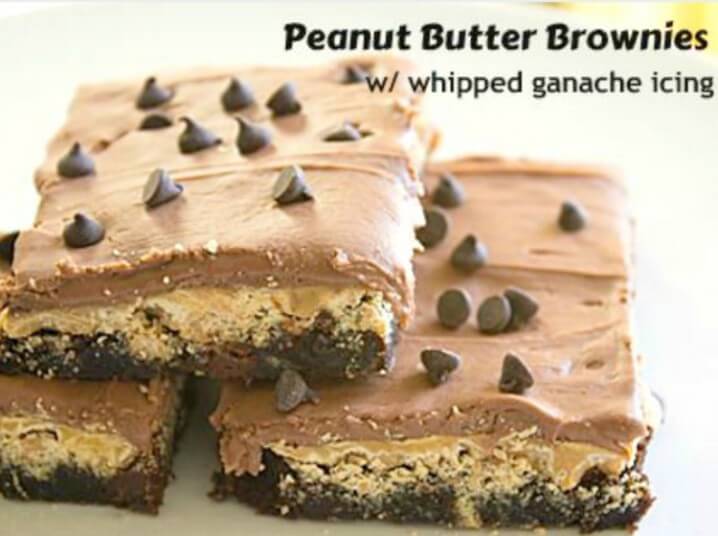 Peanut Butter Brownies with Chocolate Ganache Frosting Its Yummi
