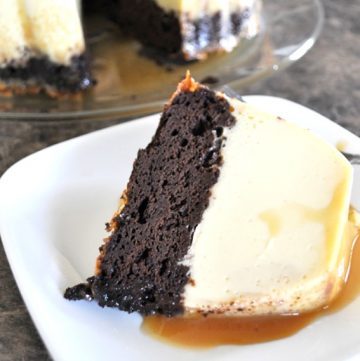 This chocolate flan cake is one of the tastiest desserts you'll ever eat! Moist chocolate cake meets traditional vanilla flan with a creamy caramel sauce on top. Get the recipe on itsyummi.com