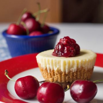 Single Serving Cheesecakes with Cherries and Chocolate Fudge