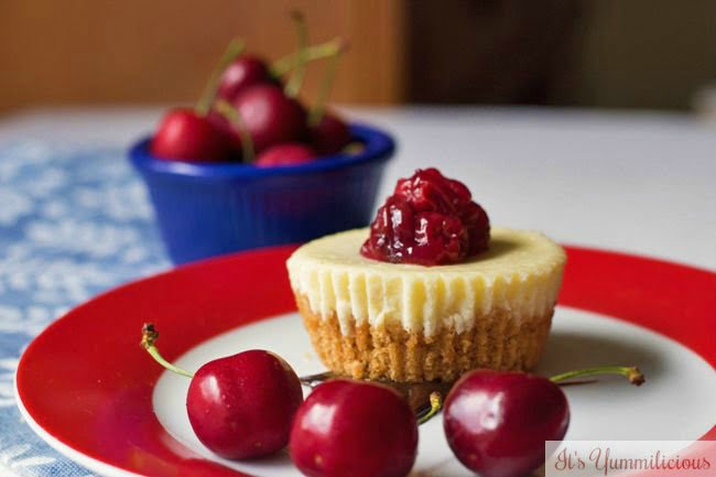 Chocolate Cherry Cheesecake Cups - Get this bite sized dessert recipe from ItsYummi.com