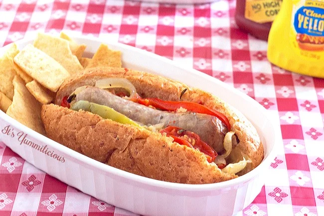 Johnsonville Italian Sausage with Peppers and Onions - Get the recipe from ItsYummi.com