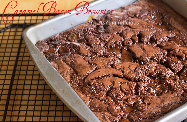 Caramel Bacon Brownies (titled image)