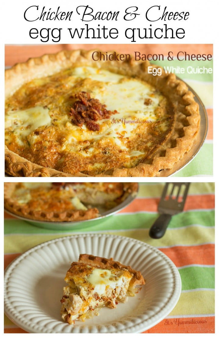 Loaded with protein! Cheesy chicken bacon egg white quiche from ItsYummi.com