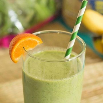 This healthy green protein breakfast smoothie recipe is packed with protein powder, Greek yogurt, tropical fruits, and healthy greens. It's a great way to start the day and your healthy self will thank you for it! Get the recipe at itsyummi.com