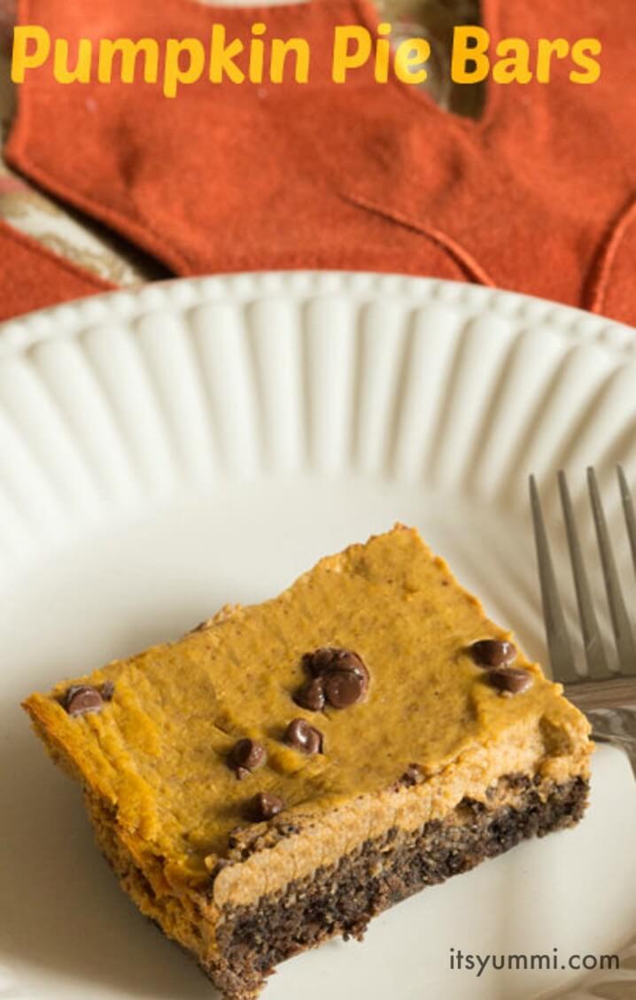 These Low Carb Pumpkin Pie Bars from ItsYummi.com MIGHT put your traditional Thanksgiving pumpkin pie to shame! - They're a healthier dessert, but they taste indulgent.