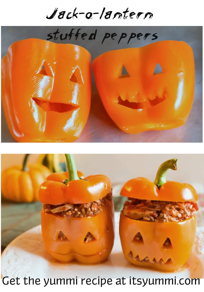 Jack-o-Lantern Stuffed Bell Peppers