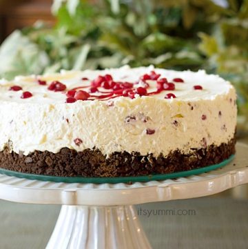 Pomegranate Whipped Cream Cheesecake from ItsYummi.com