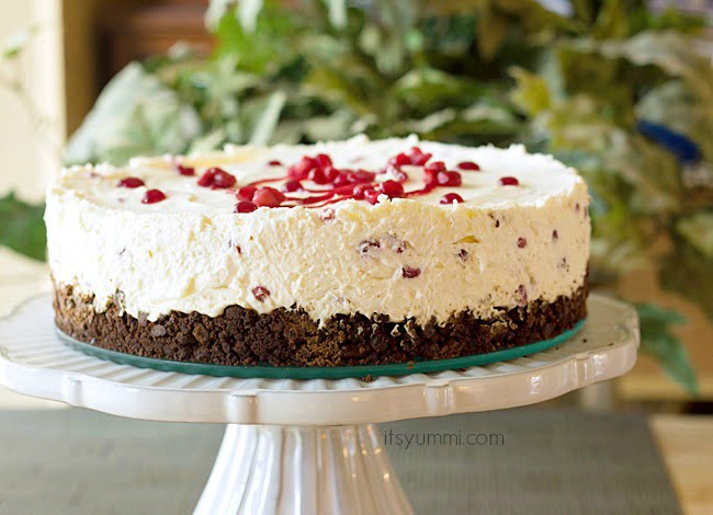 Pomegranate Whipped Cream Cheesecake from ItsYummi.com