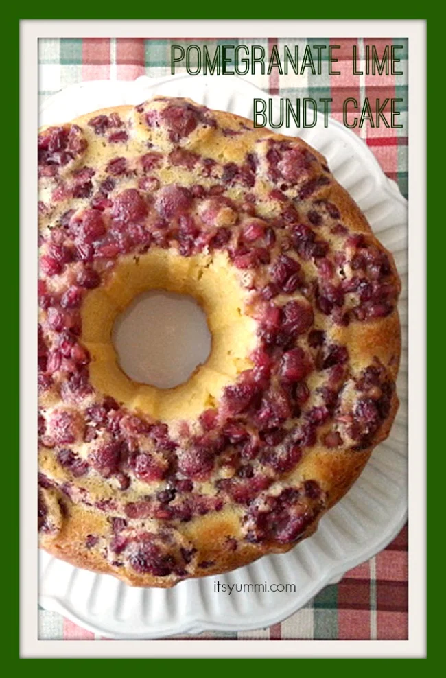 Deck your holiday dessert table with bursts of color and flavor! Try this delicious pomegranate lime Bundt cake recipe & shout, "It's Yummi!"