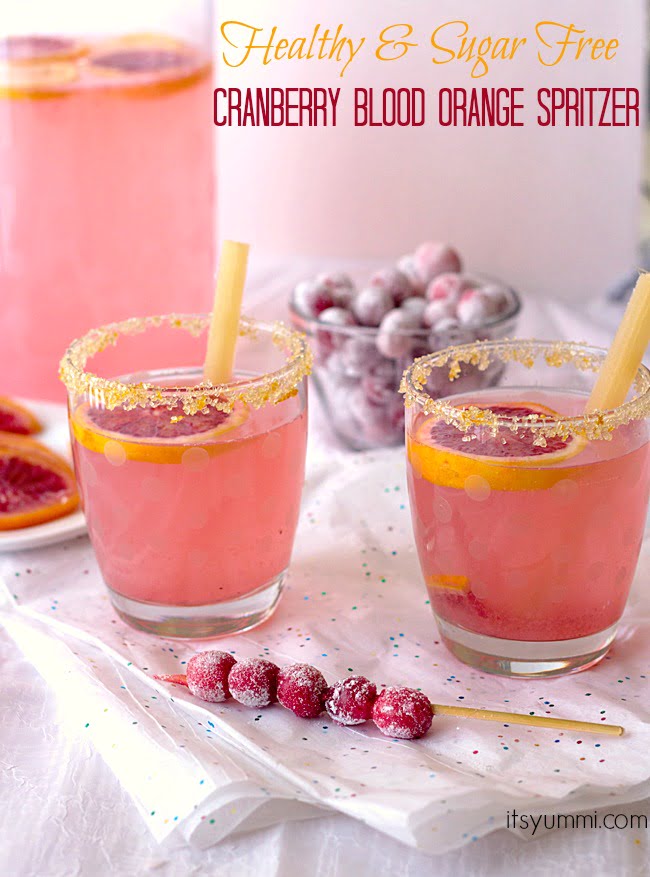 This Cranberry Blood Orange Sugar-Free Spritzer Recipe from It's Yummi is healthy AND alcohol free! 