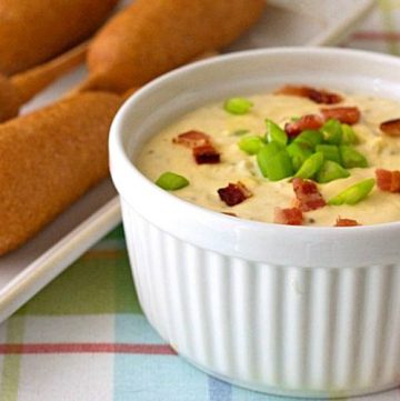 Creamy Warm Bacon Cheddar Dip Recipe - Make a double batch of this party food, because everyone will be digging in to this dip!