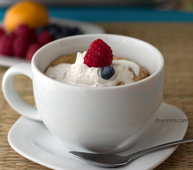 Low Carb Meyer Lemon Berry Mug Cake