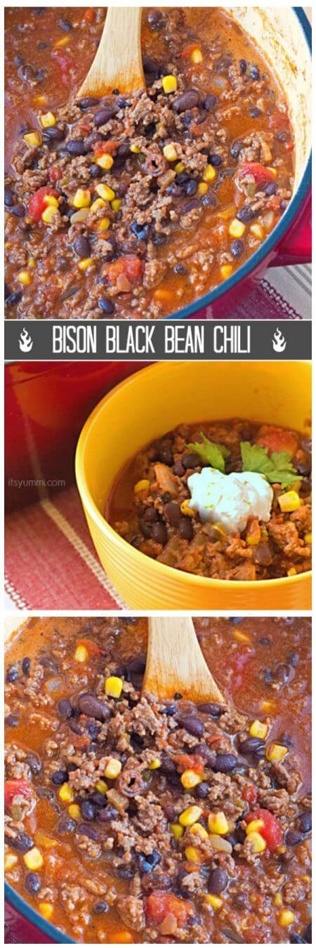 bison chili recipe photo collage