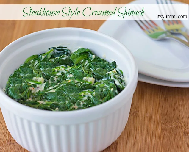 Recipe for low carb Steakhouse Style Creamed Spinach ~ ItsYummi.com