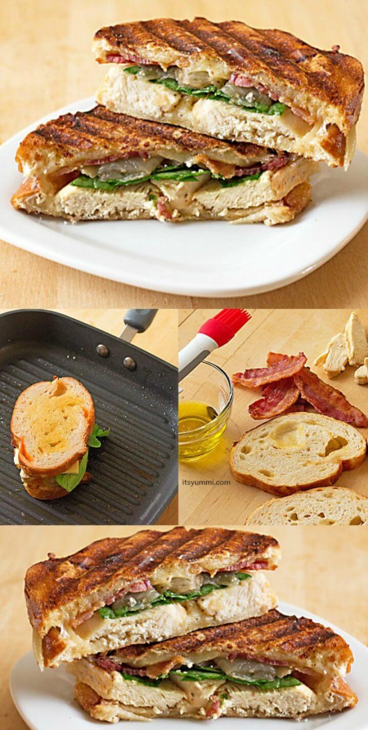 Grilled Chicken Bacon Onion Panini Sandwich | Its Yummi