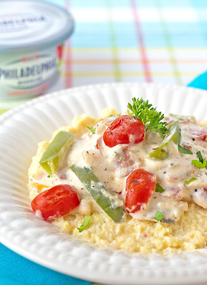 Roasted Tomato Veggie Cream Cheese Skillet Dinner Recipe