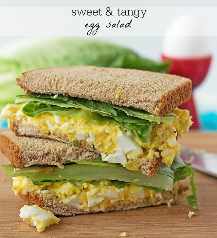 This tastes amazing! Sweet 'n Tangy Egg Salad Sandwich Recipe ~ from ItsYummi.com #lowcarb #lowfat #ItsYummi