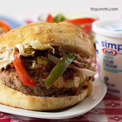 Chicken Fajita Cheeseburger from ItsYummi.com #SayCheeseburger #shop